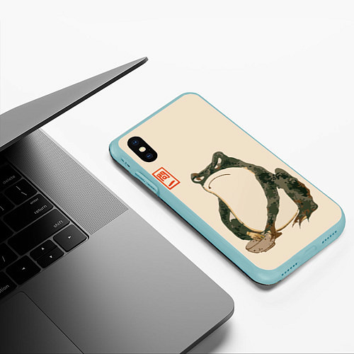 Чехол iPhone XS Max матовый Лягушка - Мацумото Ходжи / 3D-Мятный – фото 3