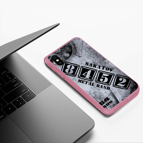 Чехол iPhone XS Max матовый 8452 metal band Саратов / 3D-Малиновый – фото 3