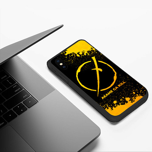 Чехол iPhone XS Max матовый Akame ga Kill - gold gradient / 3D-Черный – фото 3