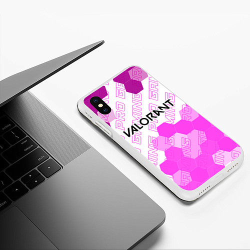 Чехол iPhone XS Max матовый Valorant pro gaming: символ сверху / 3D-Белый – фото 3