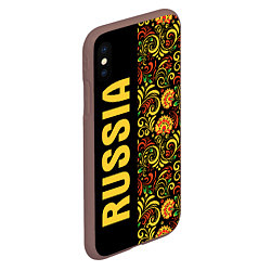 Чехол iPhone XS Max матовый Russia хохлома, цвет: 3D-коричневый — фото 2