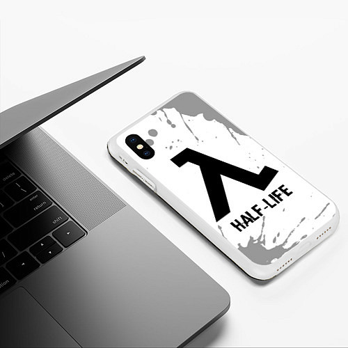 Чехол iPhone XS Max матовый Half-Life glitch на светлом фоне / 3D-Белый – фото 3