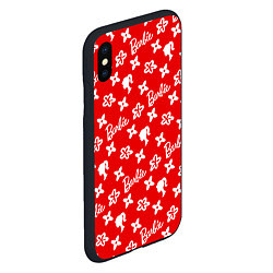 Чехол iPhone XS Max матовый Барби паттерн красный, цвет: 3D-черный — фото 2