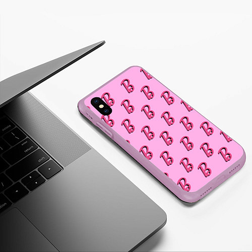 Чехол iPhone XS Max матовый B is for Barbie / 3D-Сиреневый – фото 3