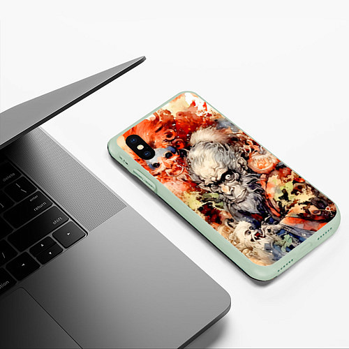 Чехол iPhone XS Max матовый Саругами / 3D-Салатовый – фото 3