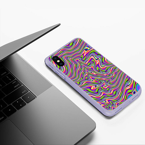 Чехол iPhone XS Max матовый В полоску триппи / 3D-Светло-сиреневый – фото 3