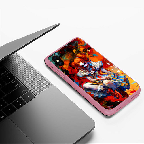 Чехол iPhone XS Max матовый Клоун девушка / 3D-Малиновый – фото 3