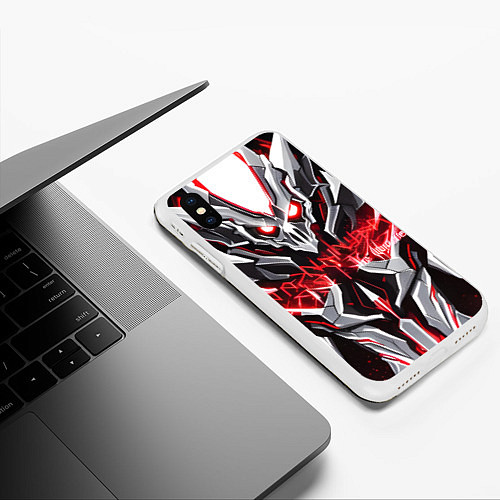 Чехол iPhone XS Max матовый Инопланетный красный скелет / 3D-Белый – фото 3