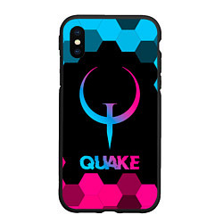 Чехол iPhone XS Max матовый Quake - neon gradient, цвет: 3D-черный