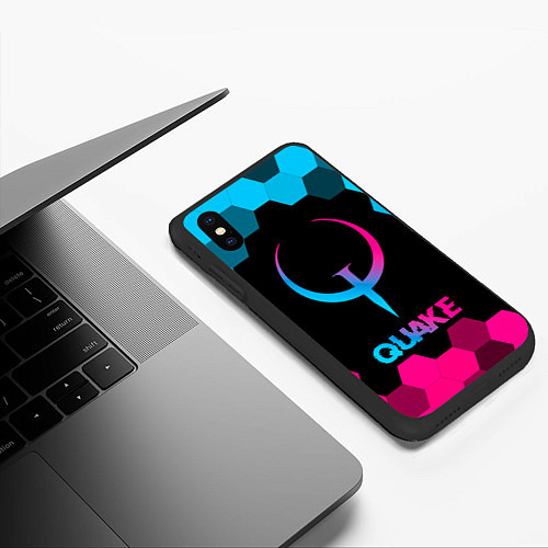 Чехол iPhone XS Max матовый Quake - neon gradient / 3D-Черный – фото 3