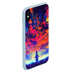 Чехол iPhone XS Max матовый Anime girl sky, цвет: 3D-голубой — фото 2