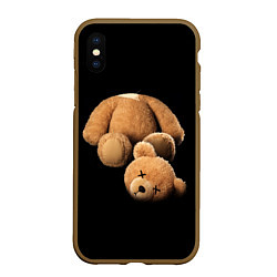 Чехол iPhone XS Max матовый Плюшевый медведь с оторванной головой, цвет: 3D-коричневый