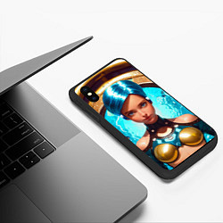 Чехол iPhone XS Max матовый Девушка с голубыми волосами у входа в портал, цвет: 3D-черный — фото 2