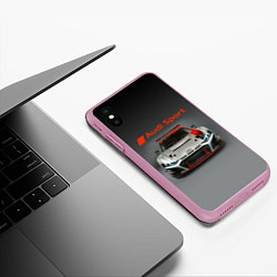 Чехол iPhone XS Max матовый Audi sport - racing car - extreme, цвет: 3D-розовый — фото 2