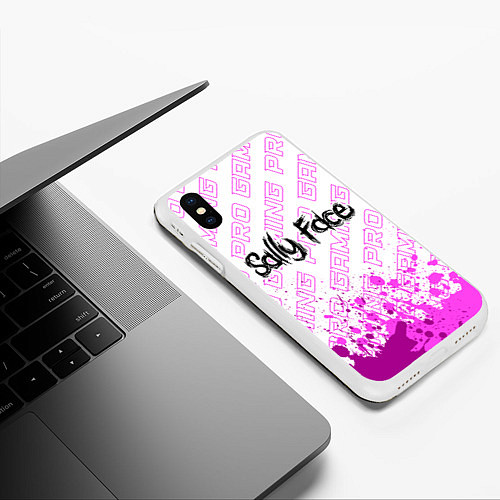 Чехол iPhone XS Max матовый Sally Face pro gaming: символ сверху / 3D-Белый – фото 3