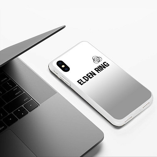 Чехол iPhone XS Max матовый Elden Ring glitch на светлом фоне: символ сверху / 3D-Белый – фото 3
