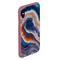 Чехол iPhone XS Max матовый Текстура агата сине-оранжевая, цвет: 3D-малиновый — фото 2