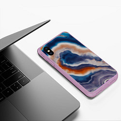 Чехол iPhone XS Max матовый Текстура агата сине-оранжевая, цвет: 3D-сиреневый — фото 2