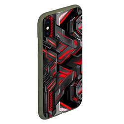 Чехол iPhone XS Max матовый Красная кибер-броня, цвет: 3D-темно-зеленый — фото 2