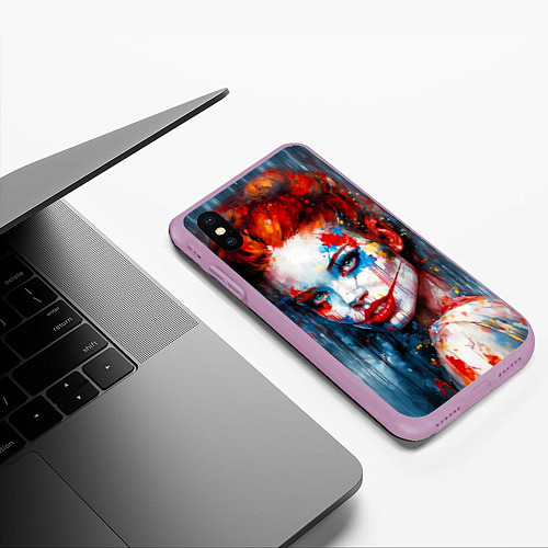 Чехол iPhone XS Max матовый Clown girl / 3D-Сиреневый – фото 3