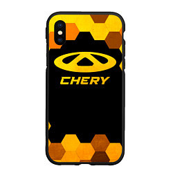 Чехол iPhone XS Max матовый Chery - gold gradient, цвет: 3D-черный