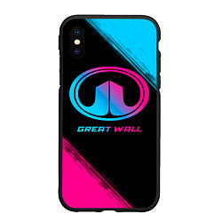 Чехол iPhone XS Max матовый Great Wall - neon gradient, цвет: 3D-черный