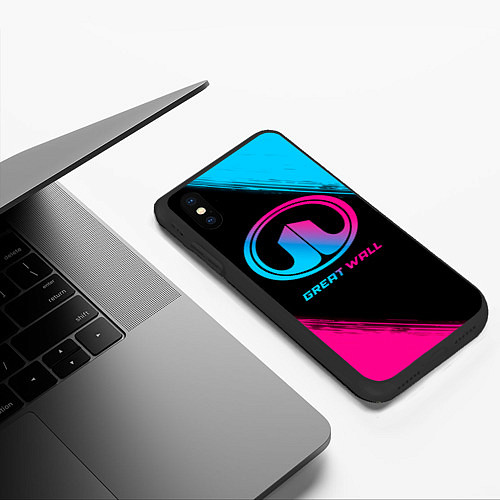 Чехол iPhone XS Max матовый Great Wall - neon gradient / 3D-Черный – фото 3