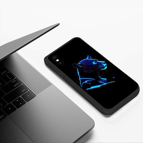 Чехол iPhone XS Max матовый Пантера киберпан / 3D-Черный – фото 3