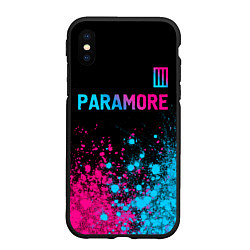 Чехол iPhone XS Max матовый Paramore - neon gradient: символ сверху, цвет: 3D-черный
