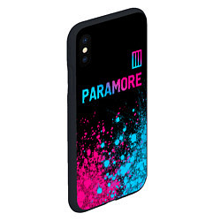 Чехол iPhone XS Max матовый Paramore - neon gradient: символ сверху, цвет: 3D-черный — фото 2
