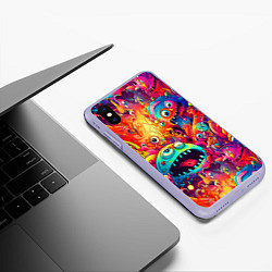 Чехол iPhone XS Max матовый Кислотные чудики, цвет: 3D-светло-сиреневый — фото 2