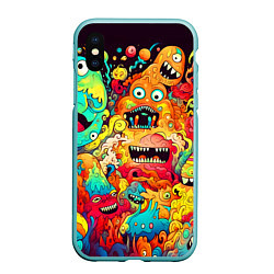 Чехол iPhone XS Max матовый Зубастые галлюцинации, цвет: 3D-мятный