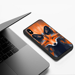 Чехол iPhone XS Max матовый Нарисованная огненная лиса, цвет: 3D-черный — фото 2