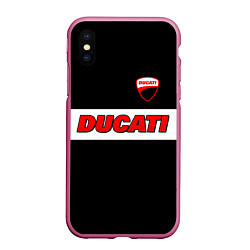 Чехол iPhone XS Max матовый Ducati motors - черный, цвет: 3D-малиновый