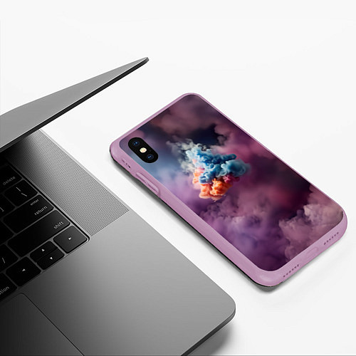 Чехол iPhone XS Max матовый Разноцветный клуб дыма / 3D-Сиреневый – фото 3