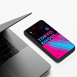 Чехол iPhone XS Max матовый Tokyo Ghoul - neon gradient: символ сверху, цвет: 3D-черный — фото 2