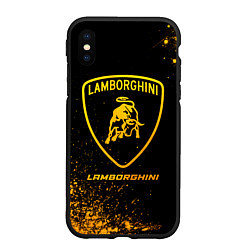 Чехол iPhone XS Max матовый Lamborghini - gold gradient, цвет: 3D-черный