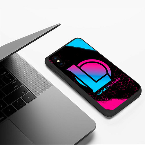 Чехол iPhone XS Max матовый League of Legends - neon gradient / 3D-Черный – фото 3