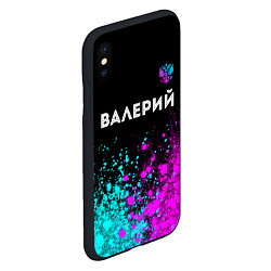 Чехол iPhone XS Max матовый Валерий и неоновый герб России: символ сверху, цвет: 3D-черный — фото 2