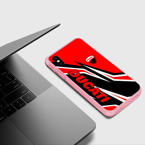 Чехол iPhone XS Max матовый Ducati- red stripes / 3D-Баблгам – фото 3