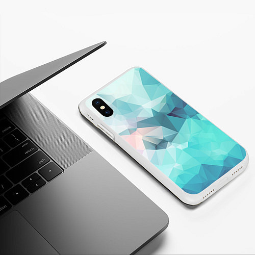 Чехол iPhone XS Max матовый Небо из геометрических кристаллов / 3D-Белый – фото 3