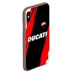 Чехол iPhone XS Max матовый Ducati moto - красные полосы, цвет: 3D-коричневый — фото 2