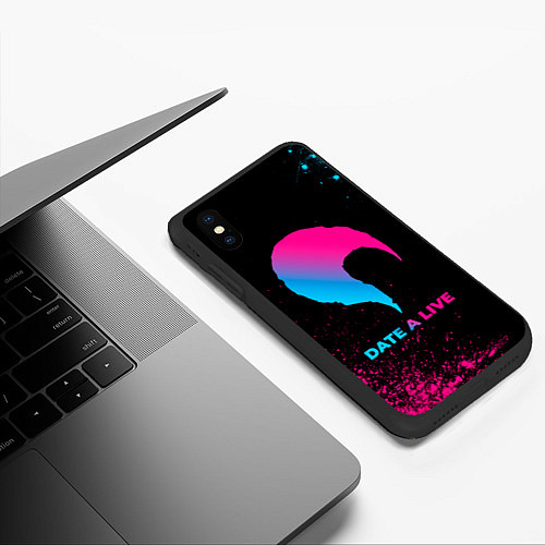 Чехол iPhone XS Max матовый Date A Live - neon gradient / 3D-Черный – фото 3