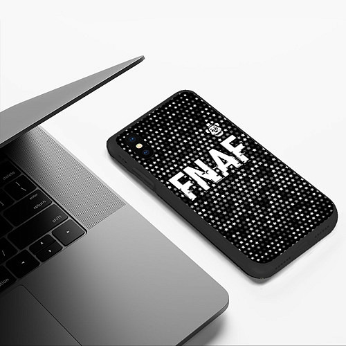 Чехол iPhone XS Max матовый FNAF glitch на темном фоне: символ сверху / 3D-Черный – фото 3