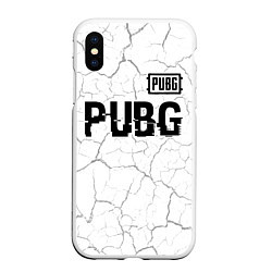 Чехол iPhone XS Max матовый PUBG glitch на светлом фоне: символ сверху, цвет: 3D-белый