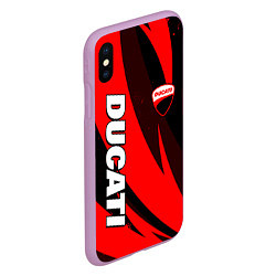 Чехол iPhone XS Max матовый Ducati - красные волны, цвет: 3D-сиреневый — фото 2