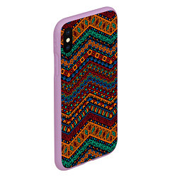 Чехол iPhone XS Max матовый Этнический орнамент зигзаги, цвет: 3D-сиреневый — фото 2