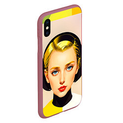 Чехол iPhone XS Max матовый Девушка с жёлтыми волосами конструктивизм, цвет: 3D-малиновый — фото 2