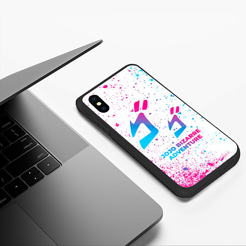 Чехол iPhone XS Max матовый JoJo Bizarre Adventure neon gradient style / 3D-Черный – фото 3