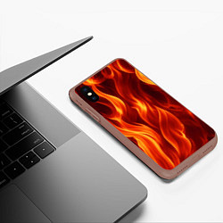 Чехол iPhone XS Max матовый Пламя огня, цвет: 3D-коричневый — фото 2